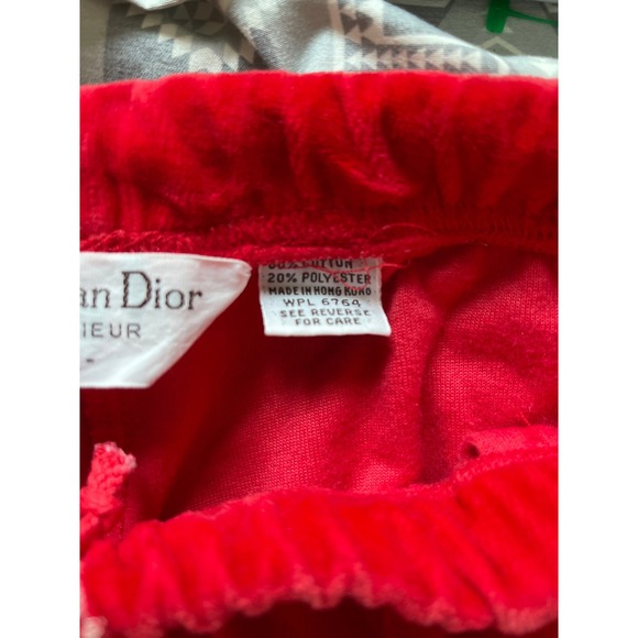 Christian Dior Monsieur Vintage Red Velour Track Pants Navy Stripe Mens Large - Picture 7 of 7